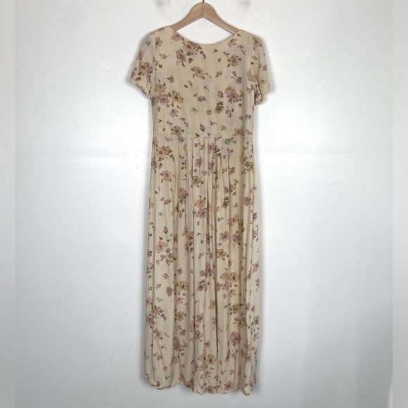 Claude Rene VTG Floral Maxi Dress Sz 4 Pleated Mother Pearl Buttons Cottagecore - Picture 4 of 14